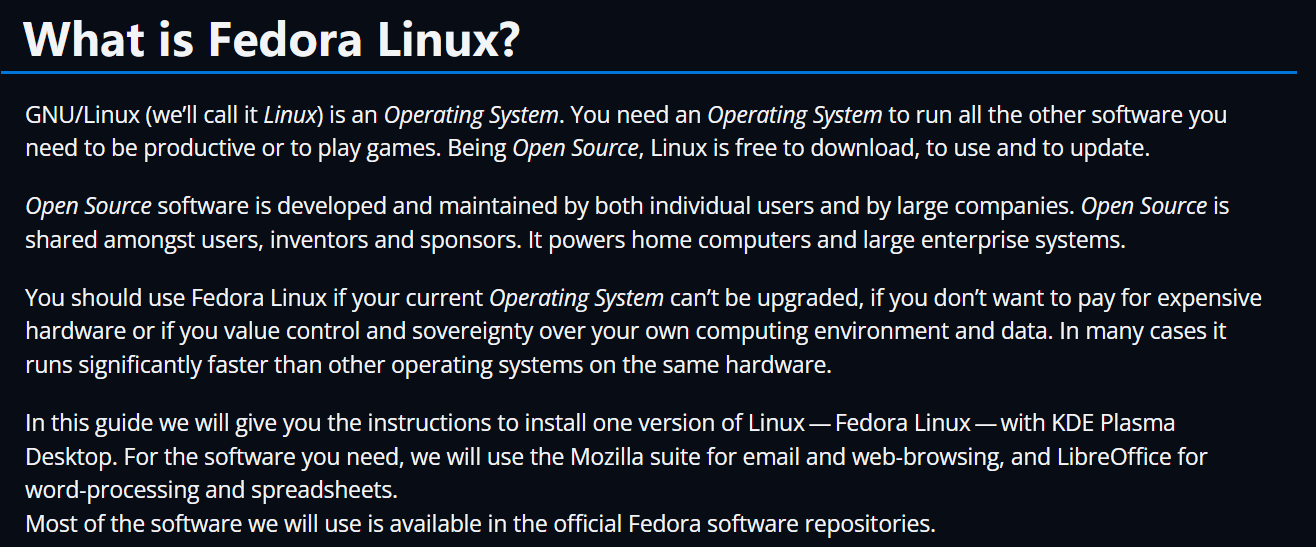 Fedora在其文档里使用GNU/Linux的称呼